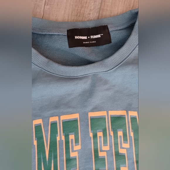 Homme+Femme Collegiate Varsity Crew-neck  Teal Unisex Size Double XL - Picture 2 of 4